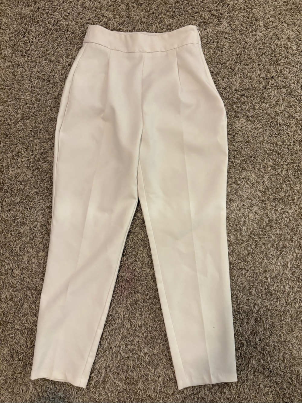 Zara Cream High-Waist Tailored Trousers